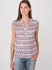 Chiffon zijde top met batik paisley print