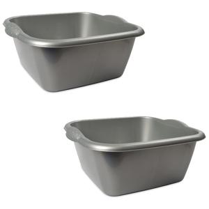 Afwasteil - 2x - rechthoek - zilver - 10L - 37 x 34 x 16 cm - afwasbak