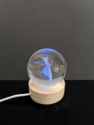 Kristallen bol lamp engel - Zout(lampen) - Spiritueelboek.nl