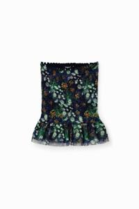 Slim fit minirok met bloemen - BLUE - S