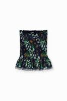 Slim fit minirok met bloemen - BLUE - XS - thumbnail