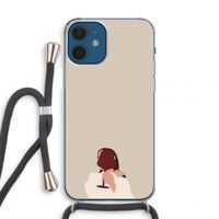 I drink wine: iPhone 12 mini Transparant Hoesje met koord