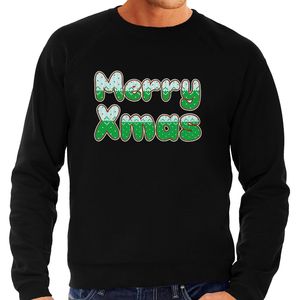 Merry xmas foute Kerstsweater / Kersttrui zwart voor heren