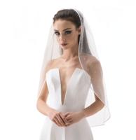 Retro Wedding Korte Sluier met Parels Wit