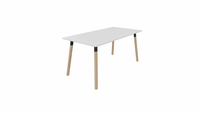 Tafel 8711 recht - 120 x 80 cm. - Zwart - Wit - Beuken naturel