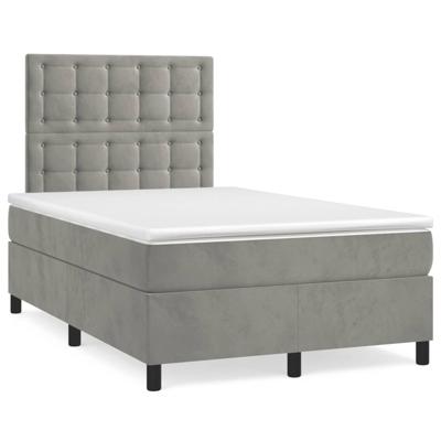 Boxspring met matras fluweel lichtgrijs 120x190 cm