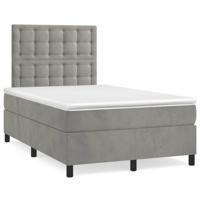 Boxspring met matras fluweel lichtgrijs 120x190 cm