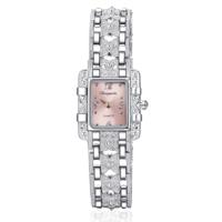Vierkante wijzerplaat roestvrijstalen band quartz horloge (roze)