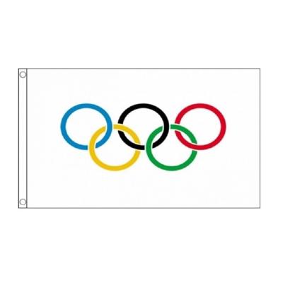 Olympische spelen vlag - 5x - 90 x 150 cm - polyester - binnen/buiten