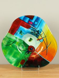 Glazen schaal, primaire kleuren SCG-4706