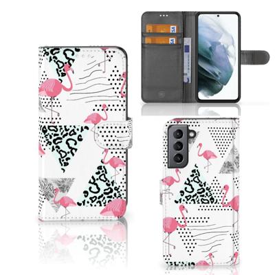 Samsung Galaxy S21 FE | Telefoonhoesje | Met pasjeshouder | Flamingo Triangle
