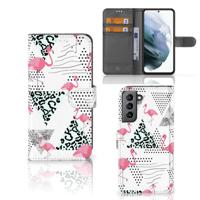 Samsung Galaxy S21 FE | Telefoonhoesje | Met pasjeshouder | Flamingo Triangle