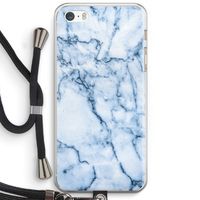 Blauw marmer: iPhone 5 / 5S / SE Transparant Hoesje met koord