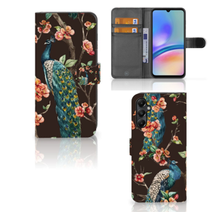 Samsung Galaxy A05s Telefoonhoesje met Pasjes Pauw met Bloemen