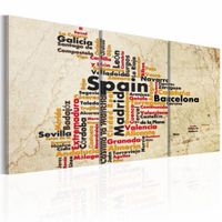 Schilderij - Kaart van Spanje, Multi-gekleurd, 3luik , premium print op canvas
