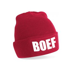 Boef muts/beanie onesize unisex - rood