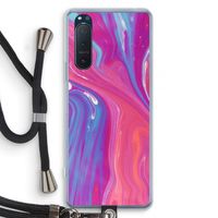 Paarse stroom: Sony Xperia 5 II Transparant Hoesje met koord