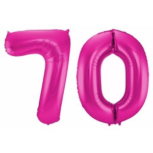 Cijfer ballon 70 jaar roze