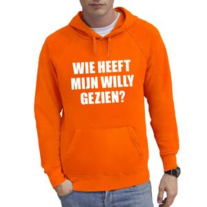 Oranje Wie heeft mijn Willy gezien hoodie heren