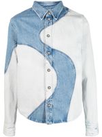 Off-White surchemise en jean à design patchwork - Bleu