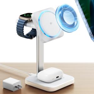 Qi2 3-in-1 Wireless Charging Station with CryoBoost (HaloLock) White