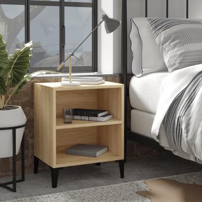 Nachtkastje met metalen poten 40x30x50 cm sonoma eikenkleurig