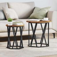 Salontafel 2 pcs Oud hout 50 x 50 x 50 cm