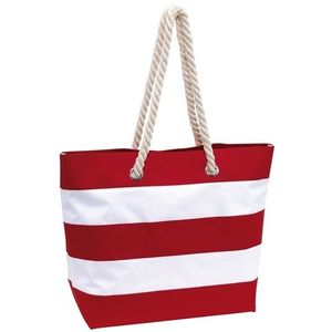 Strandtas gestreept rood/wit 47 cm