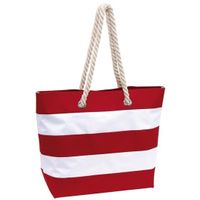 Strandtas gestreept rood/wit 47 cm - thumbnail