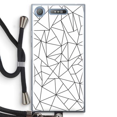 Geometrische lijnen zwart: Sony Xperia XZ1 Transparant Hoesje met koord