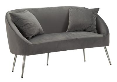 BANK ZILVERKLEURIG MET KUSSENS CM 137X69X79