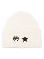 Chiara Ferragni bonnet nervuré à motif Eyelike - Blanc