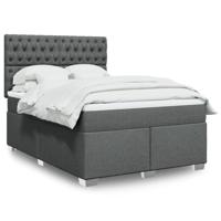 Boxspring met matras stof donkergrijs 140x190 cm