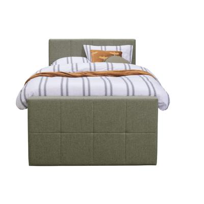 Leen Bakker - Boxspring Met Voetbord Liv Geblokt - 120x200 Cm - Ronde Poot - Stof - Groen