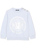 Balmain Kids sweat en coton à logo imprimé - Bleu - thumbnail