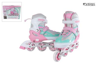 Street Rider inline skates roze/groen verstelbaar maat 29-32