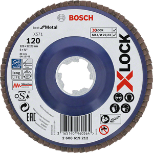 Bosch Accessoires X-LOCK Lamellenschijf Best for Metal recht, kunststof, Ø125mm, G 120, X571 - 1 stuk(s) - 2608619212