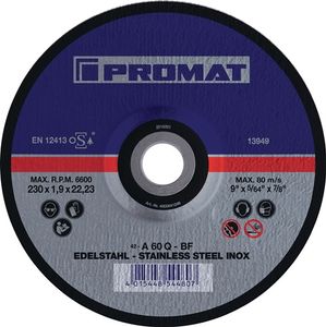 Promat Doorslijpschijf | RVS | D125x1mm recht | RVS | gat 22,23 mm - 4000841242 4000841242