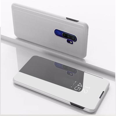 Voor OPPO A9 2020/A5 2020 vergulde spiegel horizontaal Flip leder met stand mobiele telefoon holster (zilver)