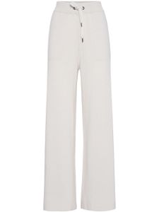 Brunello Cucinelli pantalon en cachemire mélangé à coupe ample - Blanc