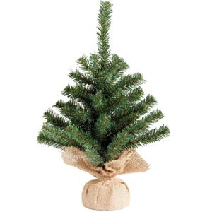 Everlands Mini kerstboom/kunstboom - groen - 45 cm - in jute zak