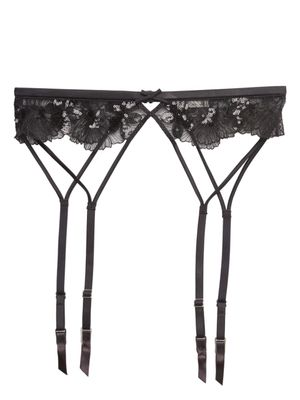 Fleur Du Mal porte-jarretelles Sequin Violet à dentelle fleurie - Noir