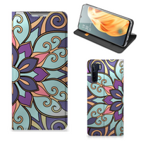 OPPO Reno3 | A91 Smart Cover Purple Flower - thumbnail