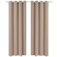 VidaXL Gordijnen met metalen ringen verduisterend 135x175 crème 2 st