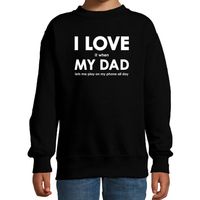 I love it when my dad lets me play on my phone all day sweater zwart voor kids - thumbnail