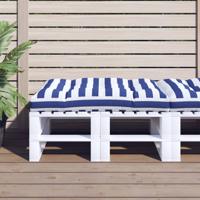 VidaXL Palletkussen gestreept 120x80x12 cm stof blauw en wit