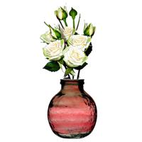 Bloemenvaas Lourdes - roze transparant - gerecycled glas - D25 x H30 cm - Ronde bol vorm vaze