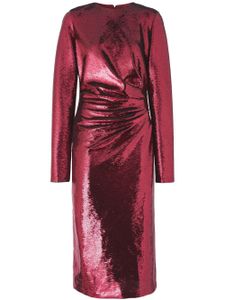 Burberry robe mi-longue Aurora ornée de sequins à fronces - Rouge