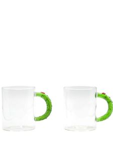 CU I SEEYOU Christmas garland-handle glass mug (set of two) - Blanc