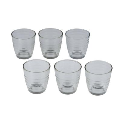 Drinkglazen - 6x st - transparant - 225 ml - glas - ribbels - waterglazen - glazen Drinkglazen - 6x st - transparant - 225 ml - glas - ribbels - waterglazen - glazen